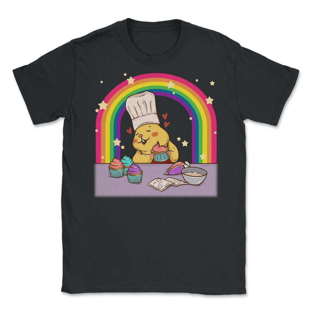 Rainbow Gay Guinea Pig Baker Funny Cute Pride Gift design Unisex - Black