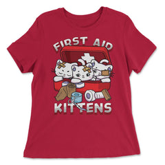 First Aid Kittens Pun Kawaii Kitties inside First Aid Box graphic - Women's Relaxed Tee - Red