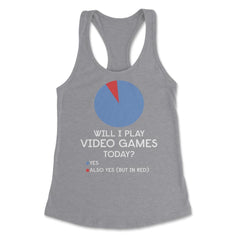 Funny Gamer Will I Play Video Games Today Pie Chart Humor graphic - Grey Heather