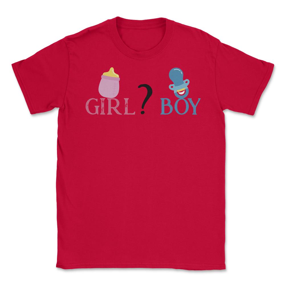 Funny Girl Boy Baby Gender Reveal Announcement Party product Unisex - Red
