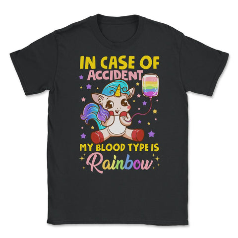 Pride Rainbow Unicorn in Case of Accident Funny Gift graphic Unisex - Black