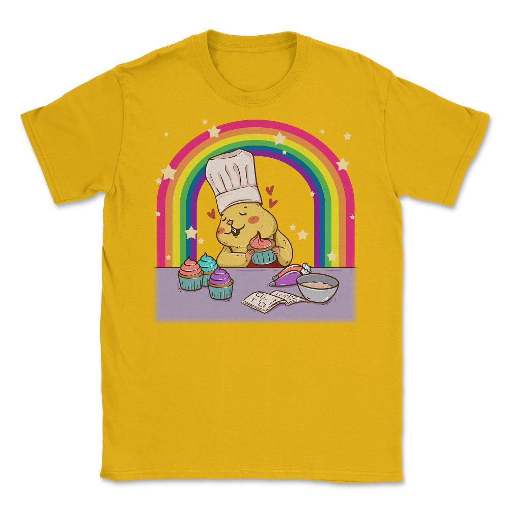 Rainbow Gay Guinea Pig Baker Funny Cute Pride Gift design Unisex - Gold