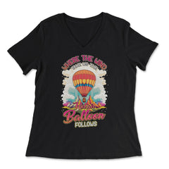 Where The Wind Takes Us Hot Air Balloon Adventure product - Women's V-Neck Tee - Black