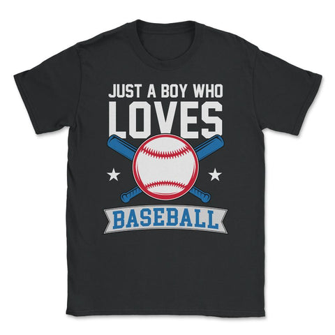 Funny Just A Boy Who Loves Baseball Pitcher Catcher Batter design - Black