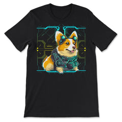 Mecha Cyborgs Dog Corgi Cyberpunk Fashion print - Premium Unisex T-Shirt - Black