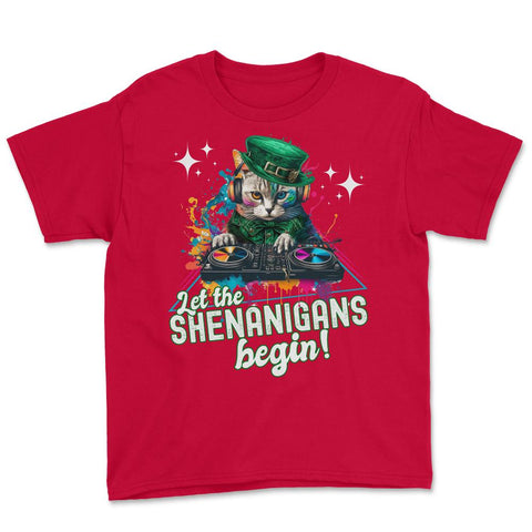 Let the Shenanigans Begin! DJ Cat Music St Patrick’s Humor design - Red