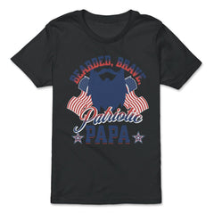 Bearded, Brave, Patriotic Papa 4th of July Independence Day design - Premium Youth Tee - Black