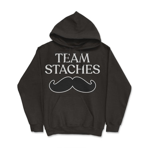 Funny Gender Reveal Announcement Team Staches Baby Boy print Hoodie - Black