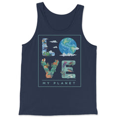 Love My Planet Earth Planet Day Environmental Awareness print - Tank Top - Navy