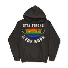 Gay Rainbow Pride Flag Mask Stay Strong Stay Safe Awareness product - Hoodie - Black