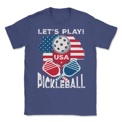 Pickleball Let’s Play USA Flag Patriotic Pickleball print Unisex - Purple