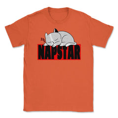 Funny Kawaii Kitten Sleeping Nap Star Cat print Unisex T-Shirt - Orange