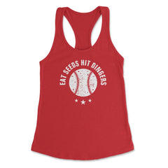 Baseball Humor Eat Seeds Hit Dingers Distressed Funny print Women's - Red