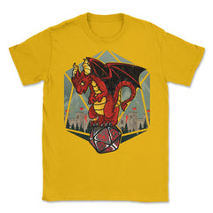 Dragon Sitting On A Dice Mythical Creature For Fantasy Fans design - Gold
