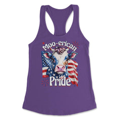 4th of July Moo-erican Pride Funny Patriotic Cow USA product Women's - Purple
