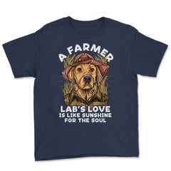 Labrador Farmer Lab’s Dog in Farmer Outfit Labrador design Youth Tee - Navy