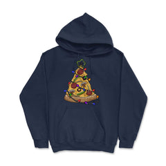 Christmas Pizza Tree Funny Pizza Lovers Pepperoni & Veggies graphic - Hoodie - Navy