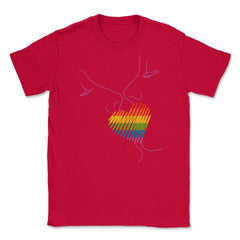 Rainbow Flag Kiss Gay Pride product Unisex T-Shirt - Red