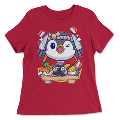 Penguin Sushi Chef Funny & Cute Penguin Chef & Sushi Board product - Women's Relaxed Tee - Red