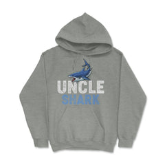 Funny Uncle Shark Cute Matching Birthday Shark Lover print Hoodie - Grey Heather