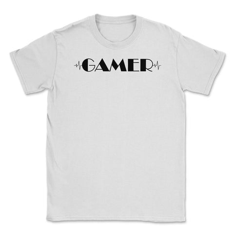Funny Gamer ECG Heartbeat Gaming Video Game Lover graphic Unisex - White