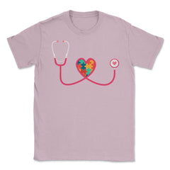Nurse Autism Puzzle Pieces Heart Stethoscope Nursing graphic Unisex - Light Pink