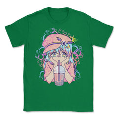 Anime Pastel Girl Drinking Bubble Tea Boba Lover Gift print Unisex - Green