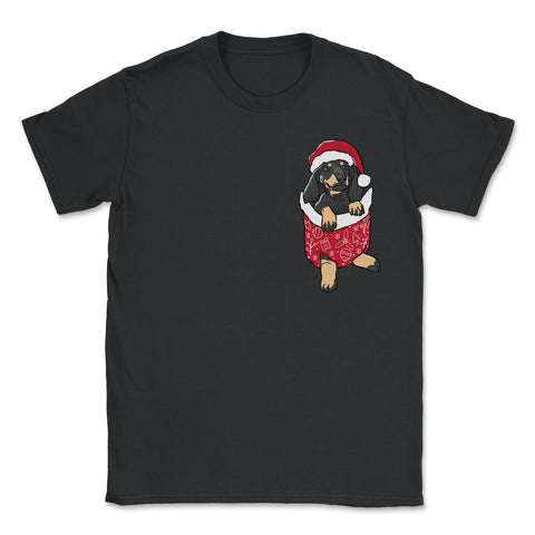 Christmas Dachshund Puppy In Fake Pocket Funny Wiener Dog product - Unisex T-Shirt - Black