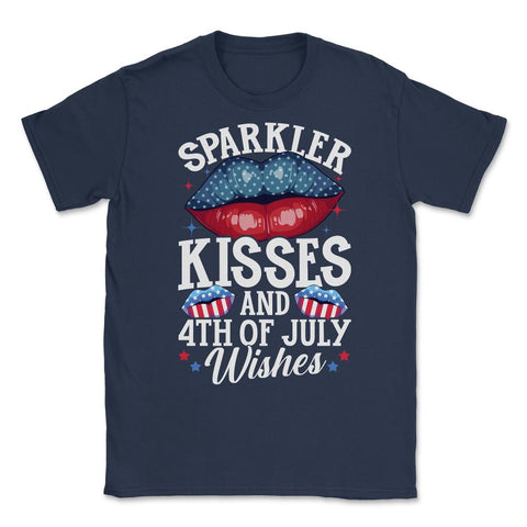 Sparkler Kisses and 4th of July Wishes for Independence Day print - Navy