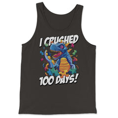 I Crushed 100 Days of School T-Rex Dinosaur Costume print - Tank Top - Black