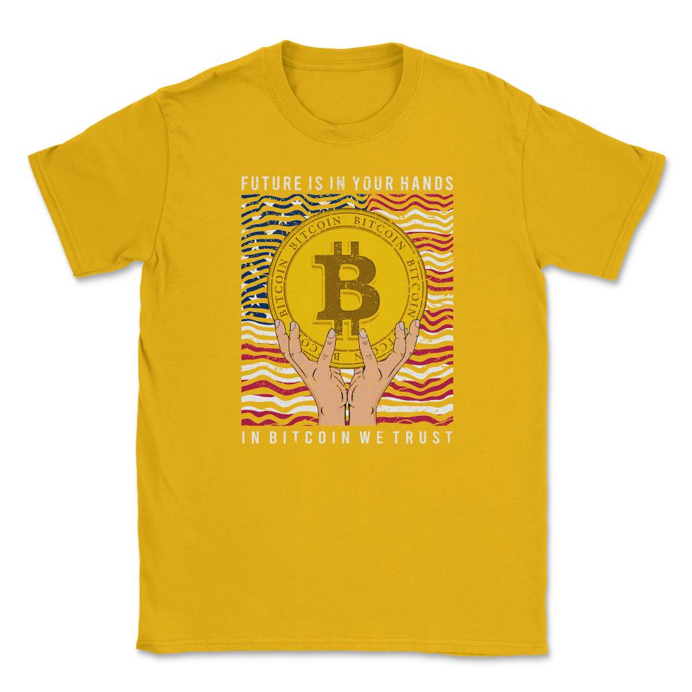 Patriotic Bitcoin USA Flag Grunge Retro In Bitcoin We Trust graphic - Gold