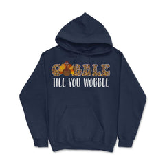 Gobble Till You Wobble Funny Retro Vintage Text with Turkey design - Navy