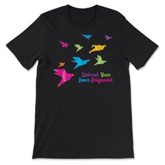 Unleash Your Inner Origamist Colorful Origami Flying Birds product - Premium Unisex T-Shirt - Black