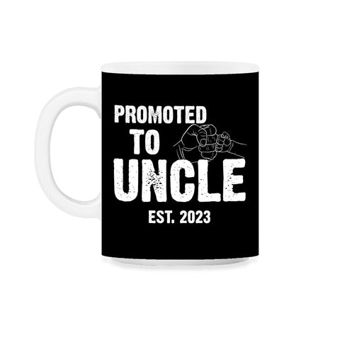 Funny Promoted To Uncle Est 2023 Soon To Be Uncle design 11oz Mug - Black on White