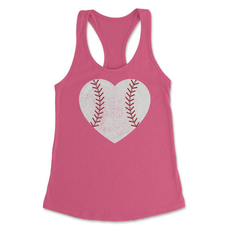 Cute Baseball Heart For Baseball Player Coach Mom Dad Fans print - Hot Pink
