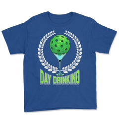 Pickleball Day Drinking Funny print Youth Tee - Royal Blue