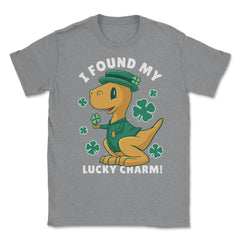 St Patrick's Day I Found My Lucky Sharm Kawaii Dinosaur design Unisex - Grey Heather