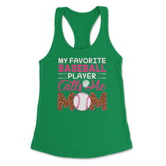 My Favorite Baseball Player Calls Me Mom Mama Mom Leopard print - Kelly Green