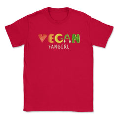 Vegan Fangirl Vegetable Lettering Cool Design print Unisex T-Shirt - Red