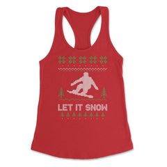 Let It Snow Snowboarding Ugly Christmas graphic Style design Women's - Red