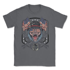 Epic Gorilla Soldier with Rifles in Front of US Flags print Unisex