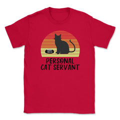 Funny Retro Vintage Cat Owner Humor Personal Cat Servant graphic - Red