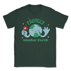 Protect Mother Earth Environmental Awareness Earth Day graphic Unisex - Forest Green