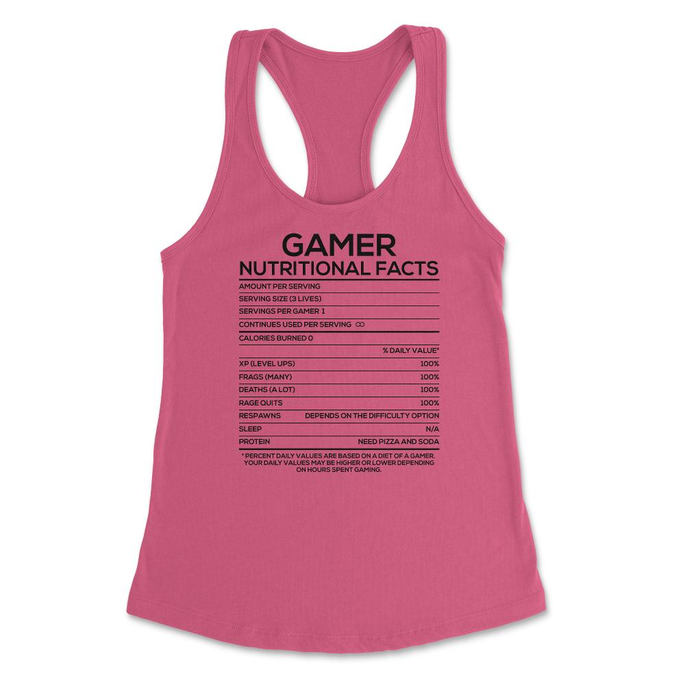 Funny Gamer Nutritional Facts Video Gaming Humor Gamers graphic - Hot Pink