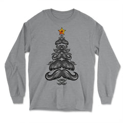 Christmas Tree Mustaches For Him Funny Matching Xmas product - Long Sleeve T-Shirt - Grey Heather