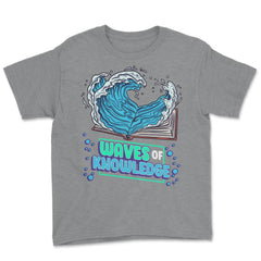 Waves of Knowledge Book Reading is Knowledge graphic Youth Tee - Grey Heather