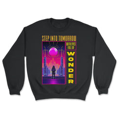 Futuristic Skyline Silhouette Step Into Tomorrow's Wonder print - Unisex Sweatshirt - Black