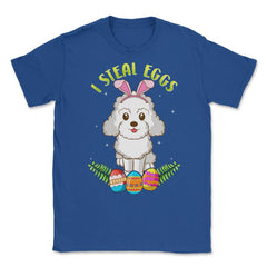 Easter Poodle dog with Bunny Ears Funny I steal eggs Gift product - Royal Blue