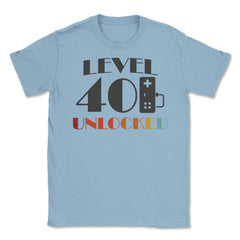 Funny 40th Birthday Gamer Level 40 Unlocked Vintage Style design - Light Blue