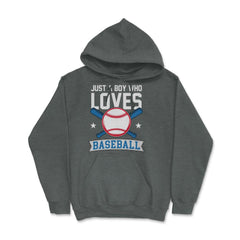 Funny Just A Boy Who Loves Baseball Pitcher Catcher Batter design - Dark Grey Heather